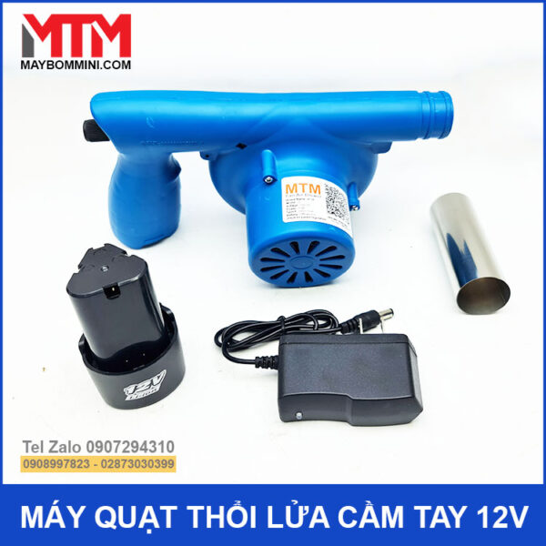 Quat Thoi Lua Cam Tay Dung Pin 12V 20W