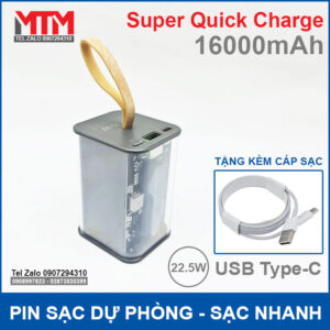 Pin Sac Du Phong 4 Cell 16000mah Sac Nhanh QC PD Tang Kem Cap Sac