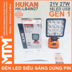 Ban Den Led Du Phong Sieu Sang 21V 27W 16LED Cong Sac USB Pin Chan Pho Thong Hukan HK LB4IN27