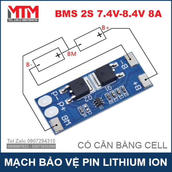 Mach Bao Ve Pin 18650 2S 8A So Do Ghep Pin 2s