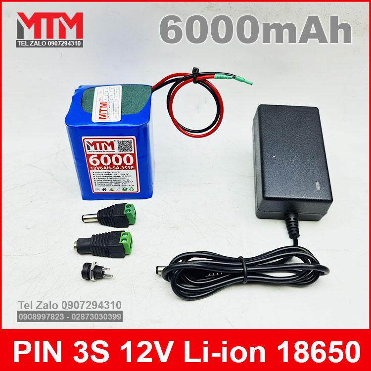 Pin Sac Lithium Li Ion 12v 6000mah 5A Kem Sac