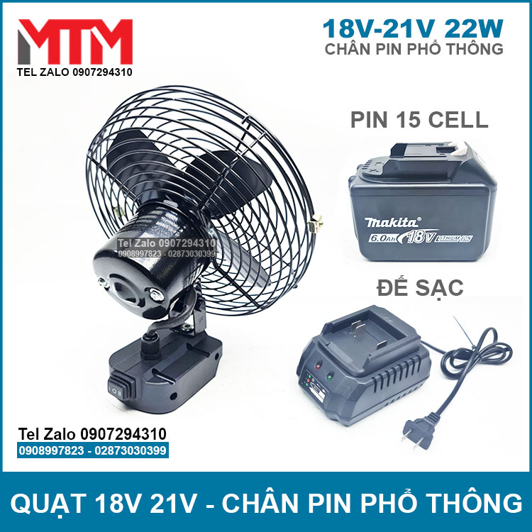 Quat Pin Chan Pho Thong Kem Pin 15 Cell Va De Sac