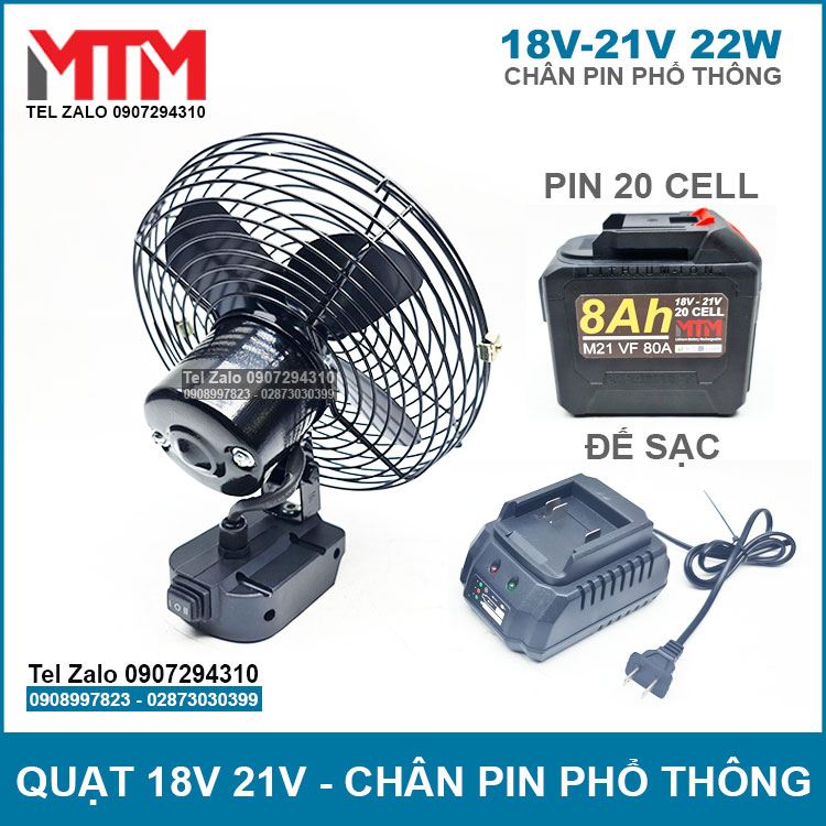 Quat Pin Chan Pho Thong Kem Pin 20 Cell Va De Sac