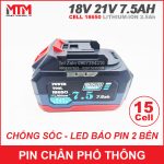 Pin May Khoan Chan Pho Thong Makita 18v 21V 15cell 7500mah Chong Soc Cao Cap Gia Re