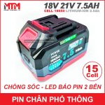 Pin May Khoan Chan Pho Thong Makita 18v 21V 15cell 7500mah Chong Soc Gia Re Co Bao Pin