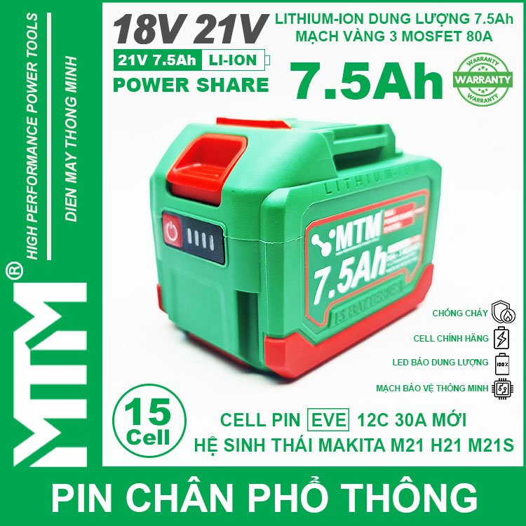 Pin Makita Chan Pho Thong 15 Cell 7500mah EVE 80A Chong Soc Pin Makita Chan Pho Thong 15 Cell 7500mah EVE 80A Chong Soc