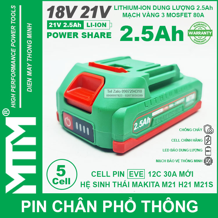 Pin Makita Chan Pho Thong 5 Cell 2500mah EVE 80A Chong Soc Pin Makita Chan Pho Thong 5 Cell 2500mah EVE 80A Chong Soc