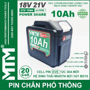 Pin May Khoan Bat Vit Makita 21v 10ah 20 Cell EVE 2500 Chinh Hang
