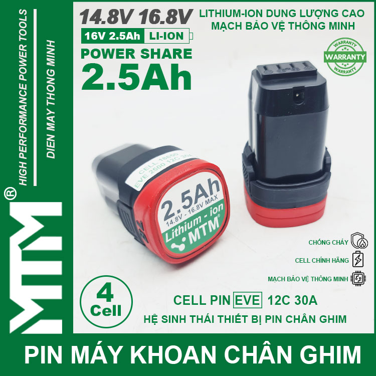 Pin May Khoan Chan Ghim 16v8 2ah 4cell Lishen MTM Pin May Khoan Chan Ghim 16v8 2ah 4cell Lishen MTM