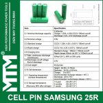 Thong So Ky Thuat Cell Pin Sumsung 18650 25R 2500mah 10C 20A Samsung 25r Datasheet 18650