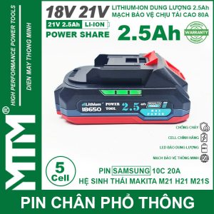 Gia Pin Makita 5 Cell 2500mah 80A Den Bao Pin 2 Ben Cell Samsung