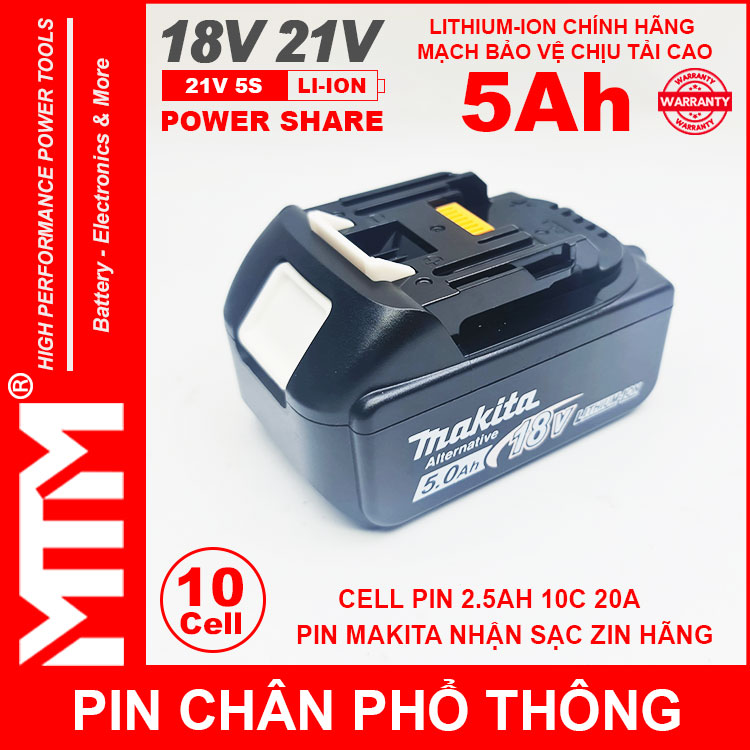 Pin Chan Pho Thong Makita 10cell 5Ah Nhan Sac Zin Chinh Hang Pin Chan Pho Thong Makita 10cell 5Ah Nhan Sac Zin Chinh Hang