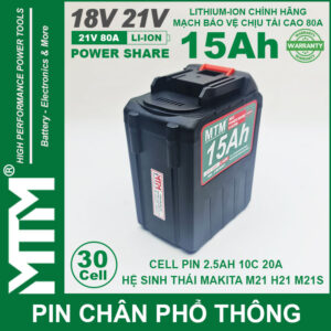 Pin Makita Chong Soc 30 Cell 15Ah 80A Den Bao Pin Cell 2500mah Chinh Hang