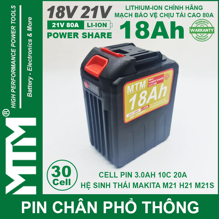 Pin Makita Chong Soc 30 Cell 18Ah 80A Den Bao Pin Cell 3000mah Chinh Hang Pin Makita Chong Soc 30 Cell 18Ah 80A Den Bao Pin Cell 3000mah Chinh Hang