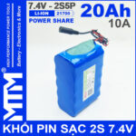 Pin 7V 8V 10A 2S5P 21700 MTM 20000mah Cao Cap