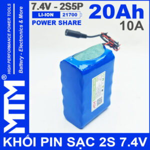 Pin 7V 8V 10A 2S5P 21700 MTM 20000mah Cao Cap