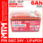 Pin Sat LiFePo4 24V 8S 6Ah 30A MTM Chinh Hang
